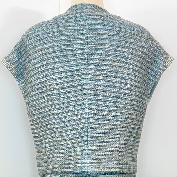 St. John Knit 2 Piece Set Striped Shimmery Embellished Dress and Cardigan 12 - Picture 6 of 15